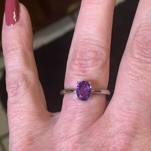 Natural amethyst 925 sterling silver ring size 7